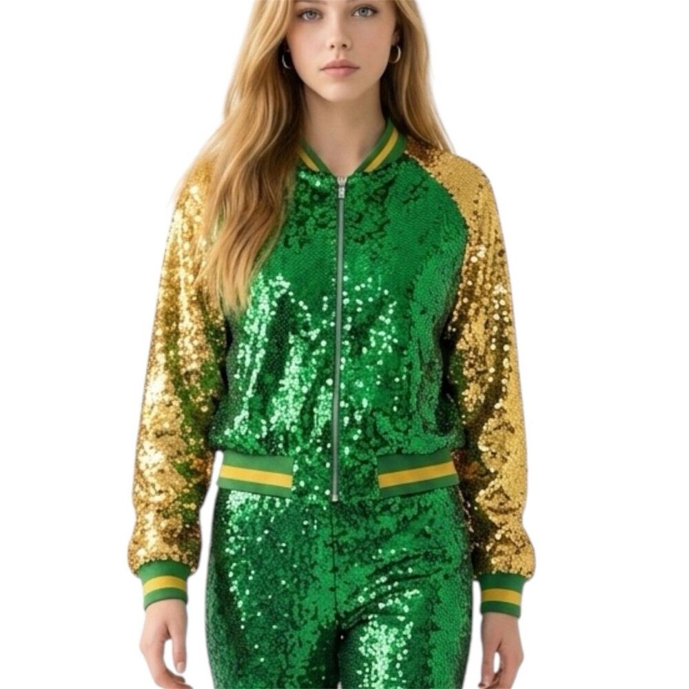 Daisy Green And Gold Sequin Jacket Size 2X - Picture 2 of 15